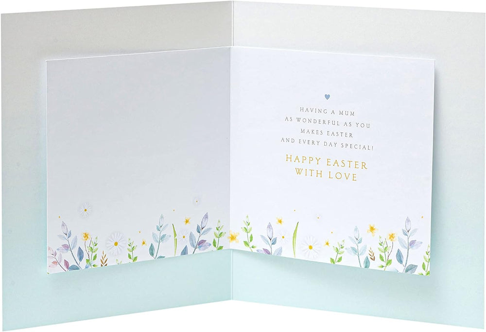 UK Greetings Mum Easter card with envelope featuring a lovely floral design for celebrating spring and motherhood.