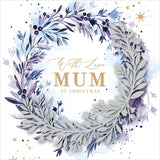 UK Greetings Mum Midnight Watercolour Wreath greeting card featuring a floral design for Mother's Day or special occasions.