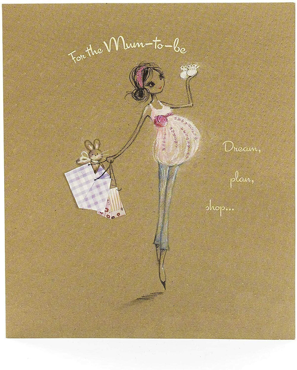 UK Greetings Mum to Be Baby Shower Card featuring pastel colors and baby-themed illustrations, perfect for celebrating a new arrival.