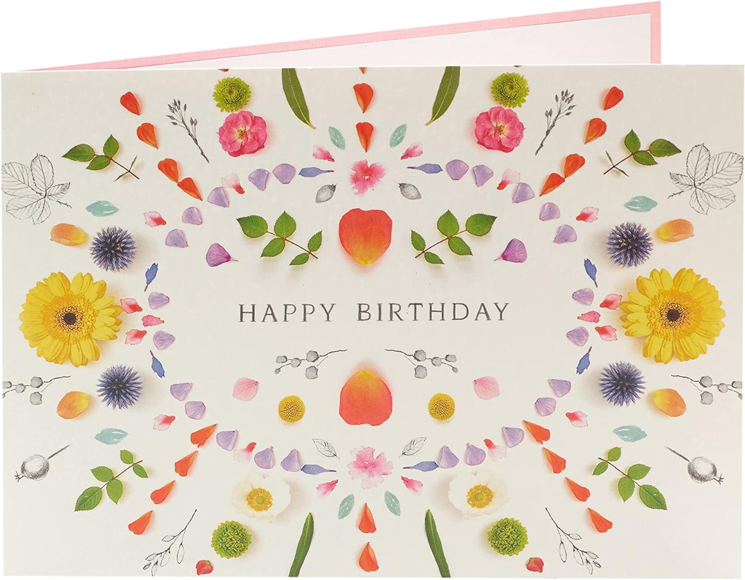 UK Greetings Nature Mandela Design birthday card featuring colorful nature-inspired patterns and artistic details.