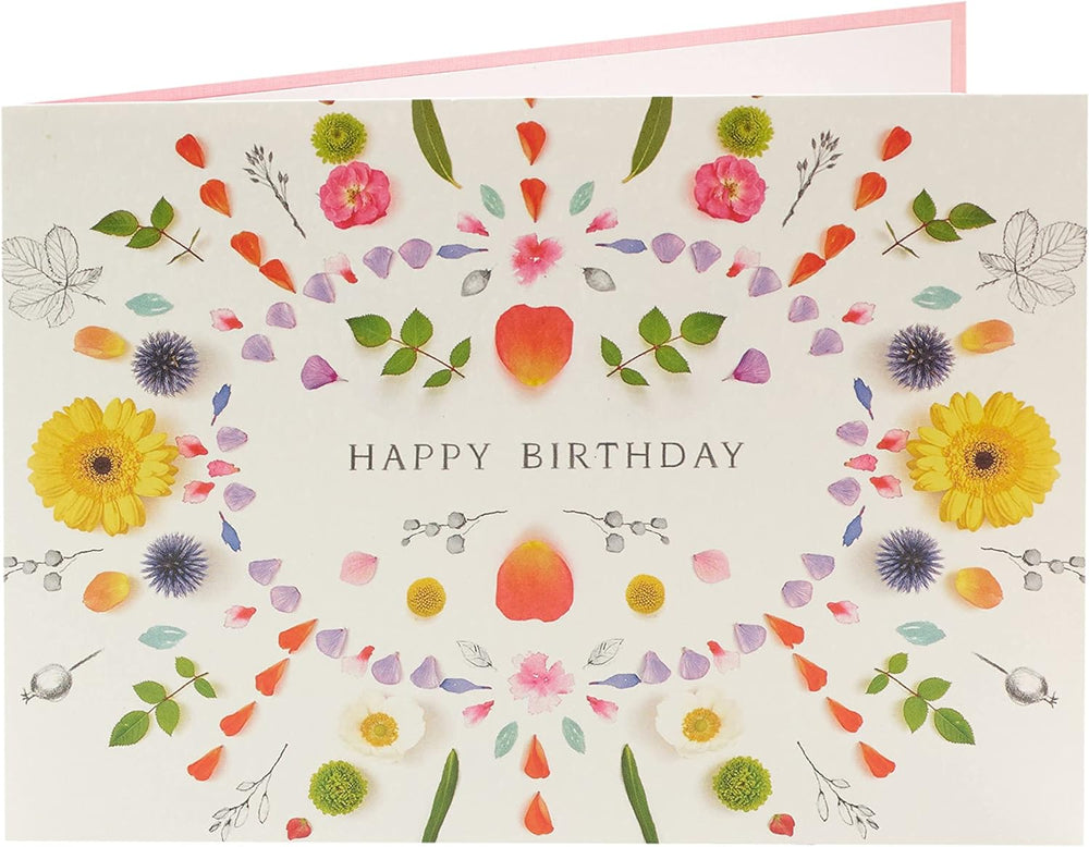 UK Greetings Nature Mandela Design birthday card featuring colorful nature-inspired patterns and artistic details.