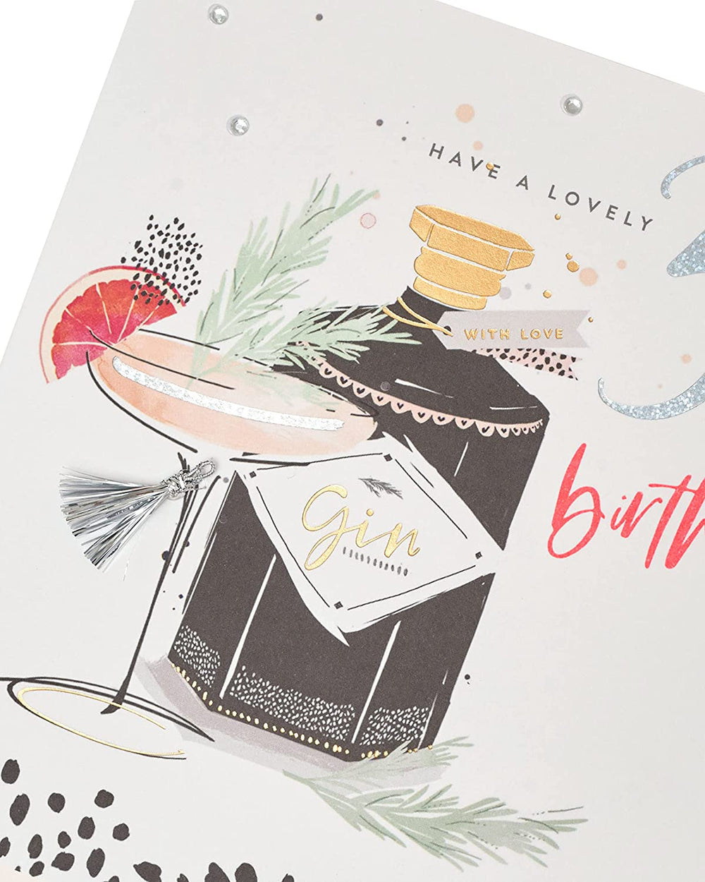 UK Greetings Neon Lustre 30th Birthday Gin greetings card featuring vibrant neon design and celebratory message.