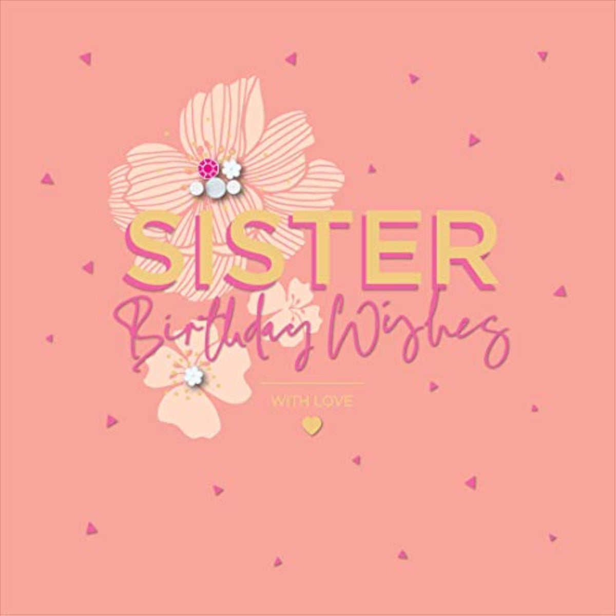 UK Greetings neon pink sister birthday card with vibrant design, perfect for celebrating your sister's special day.