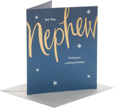 UK Greetings Nephew birthday card featuring colorful design and cheerful message for celebrating a special occasion.