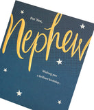 UK Greetings Nephew birthday card featuring colorful and cheerful design with heartfelt message for celebrating a special occasion.