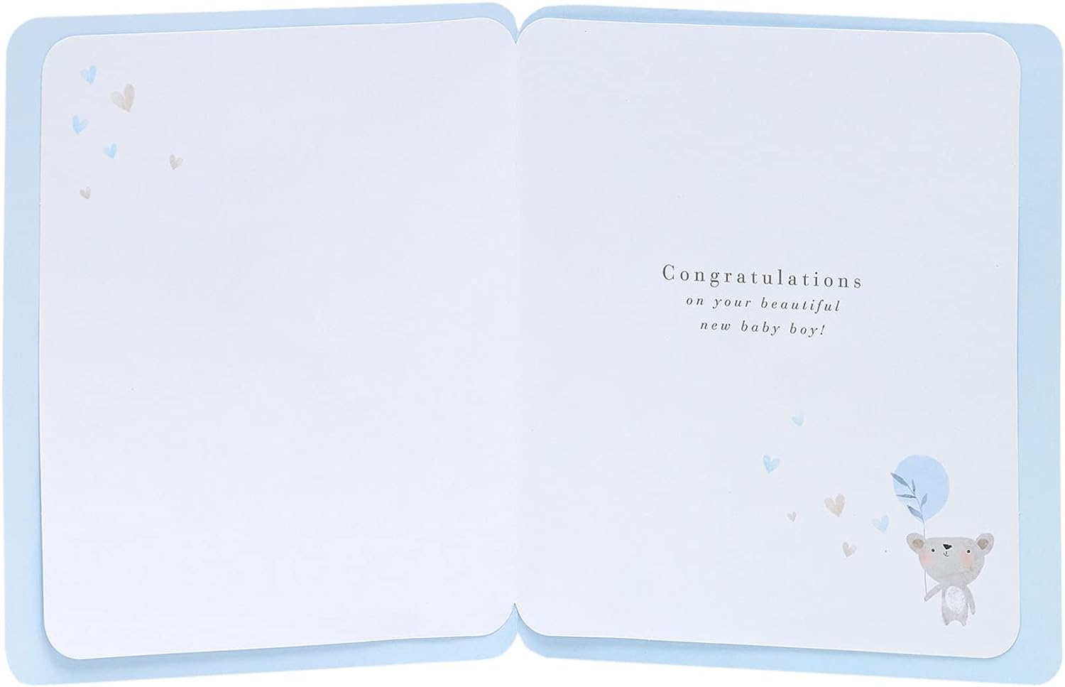 UK Greetings New Baby Boy card featuring a cute letter design, perfect for celebrating a newborn baby boy.
