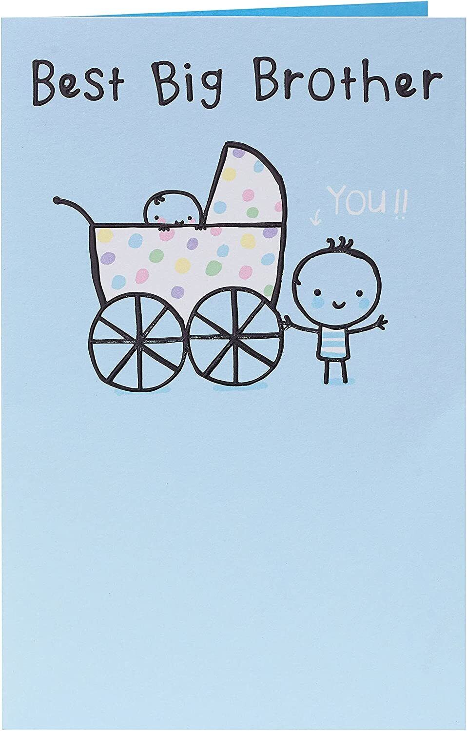 UK Greetings New Big Brother congratulations greeting card with colorful design and heartfelt message for celebrating a new sibling.