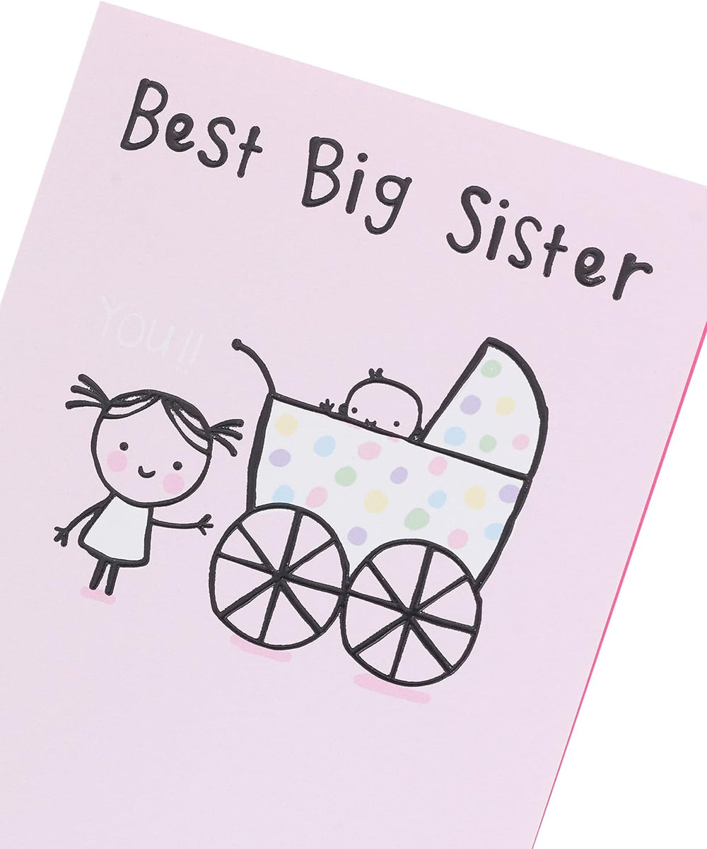 UK Greetings New Big Sister Congratulations Card, a colorful greeting card with celebratory design for new big sisters.
