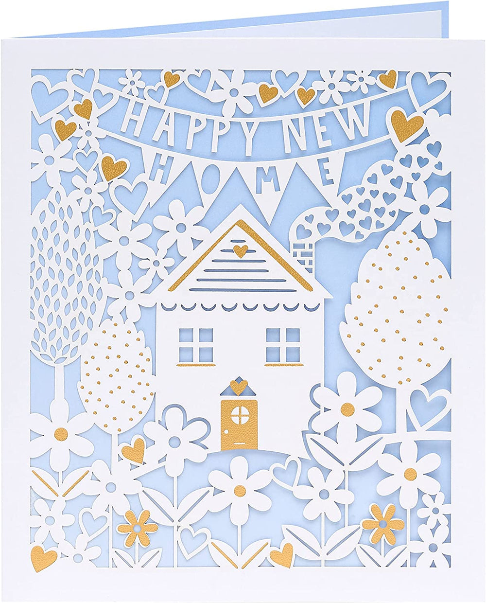UK Greetings New Home luxury laser cut congratulations card, featuring intricate design and elegant craftsmanship.