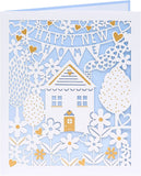 UK Greetings New Home luxury laser cut congratulations card, featuring intricate design and elegant craftsmanship.
