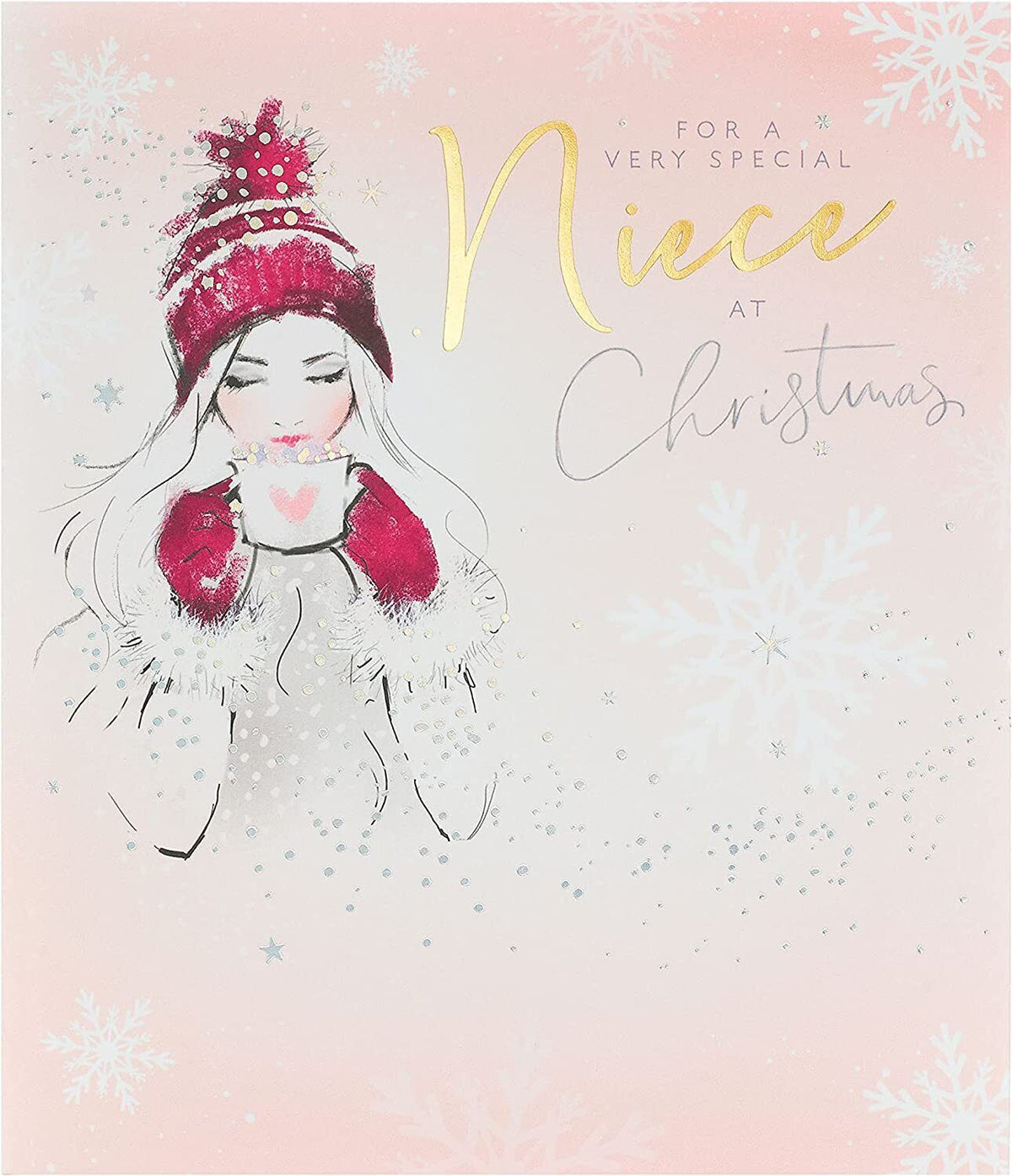 UK Greetings Niece Chocolate Christmas Card, festive greeting card with holiday design and cheerful message for nieces.
