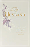 UK Greetings sympathy card for the loss of husband with gold foil details, featuring heartfelt message and elegant design.