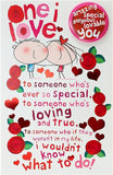 UK Greetings One I Love birthday card with badge, featuring colorful design and heartfelt message for special occasions.