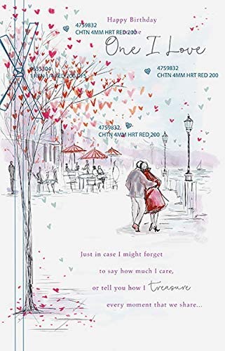 UK Greetings One I Love Couple Walking birthday card featuring a romantic illustration for special occasions.