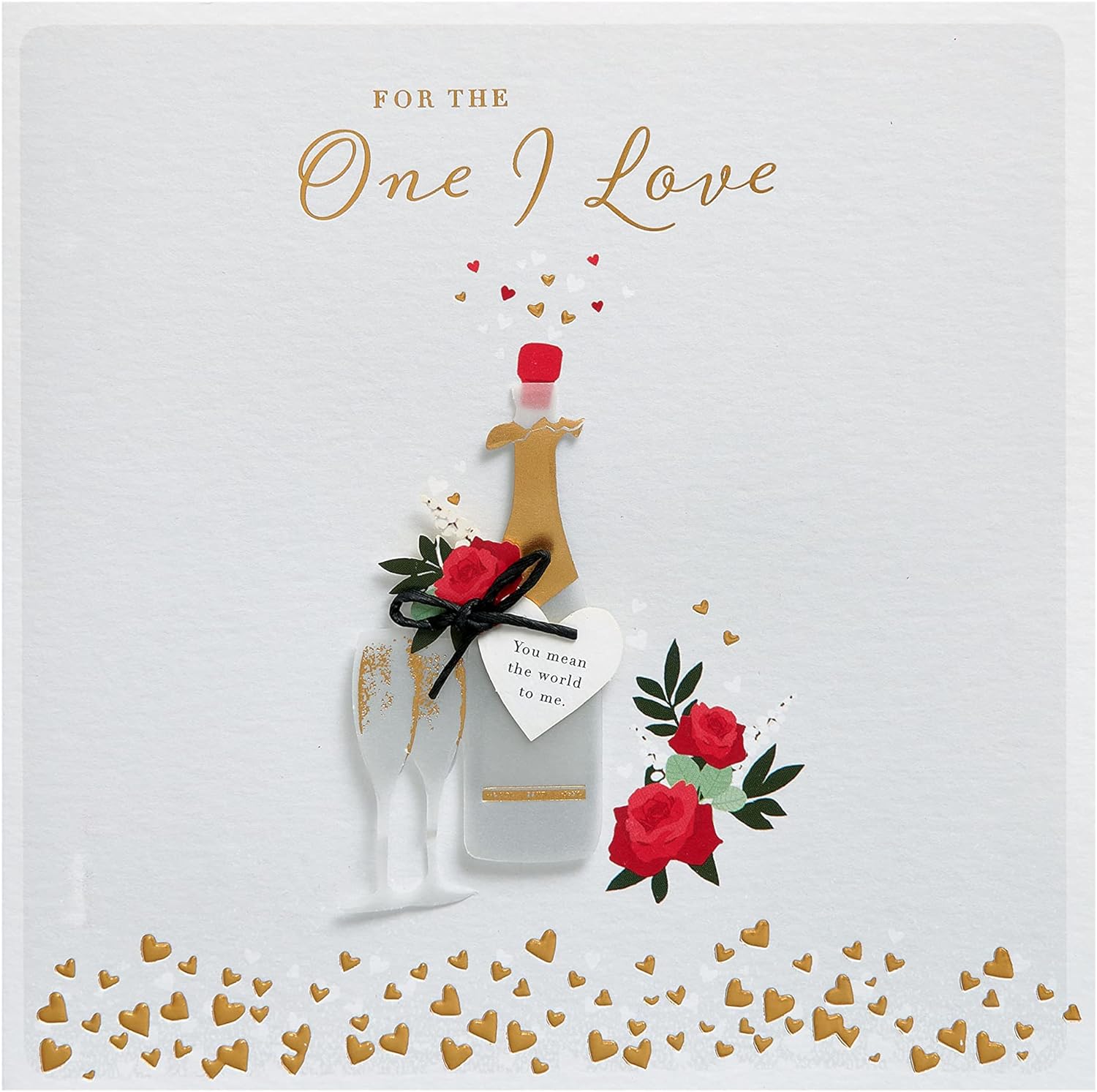 UK Greetings One I Love Valentines Day Card for Him or Her with modern design and envelope, featuring romantic message and vibrant colors.