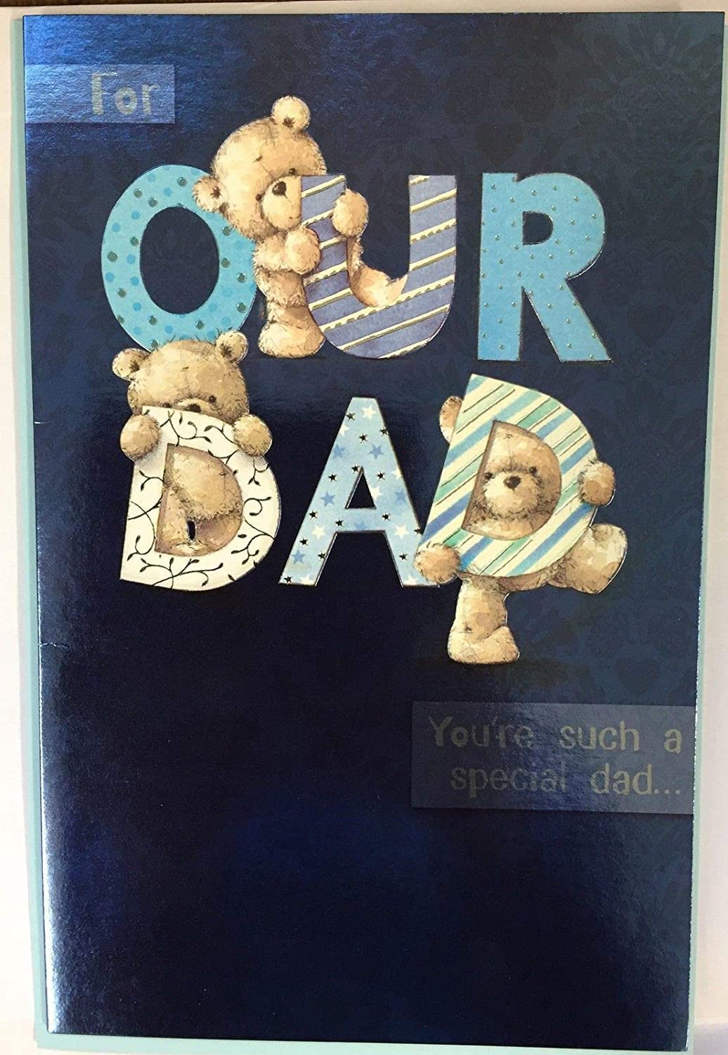 UK Greetings Father’s Day greeting card for dad, featuring colorful illustrations and heartfelt message from kids.
