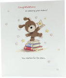 UK Greetings Passing Your Exams greeting card featuring colorful, celebratory designs for encouraging students.
