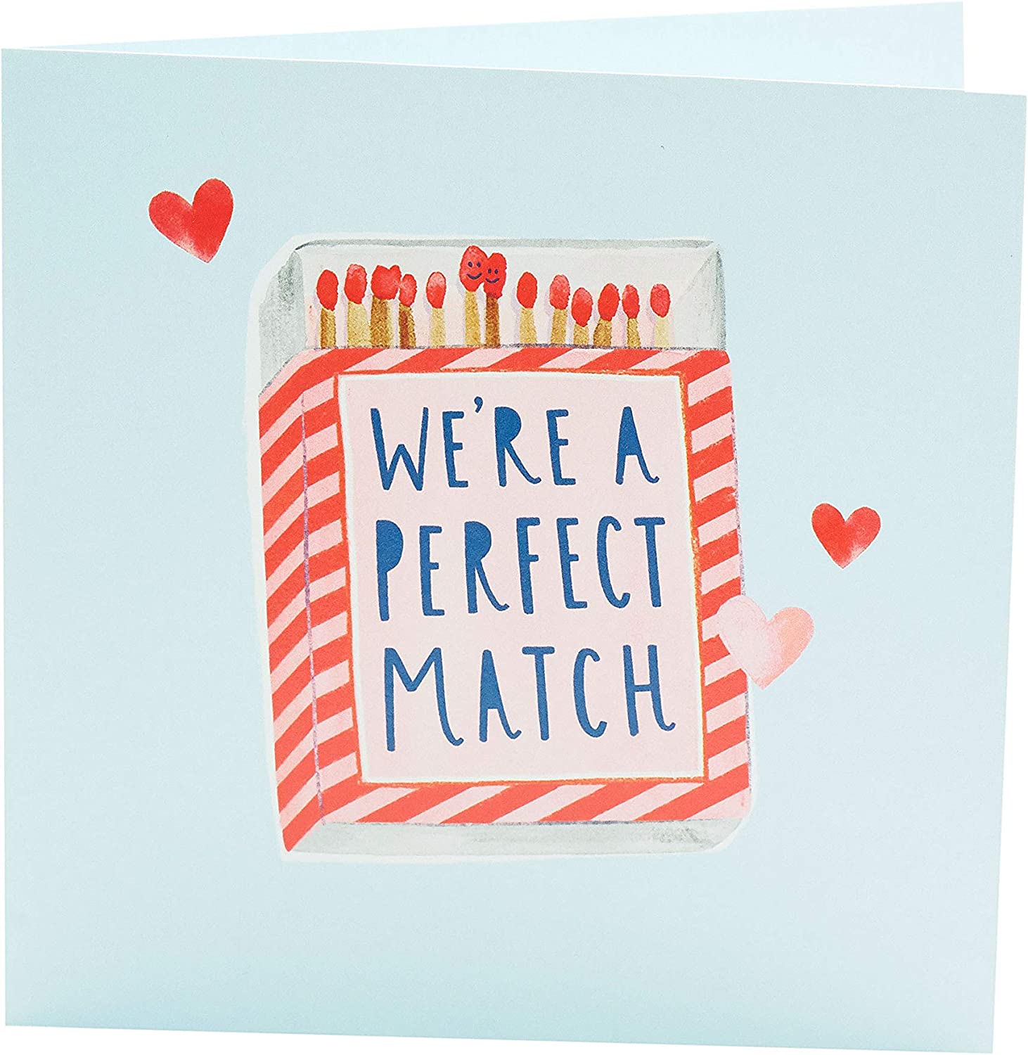 UK Greetings Perfect Match design Valentine’s Day greeting card featuring romantic illustrations and heartfelt message.