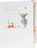 UK Greetings Peter Rabbit birthday card for nephew, featuring colorful Peter Rabbit design on greeting card for special occasions.