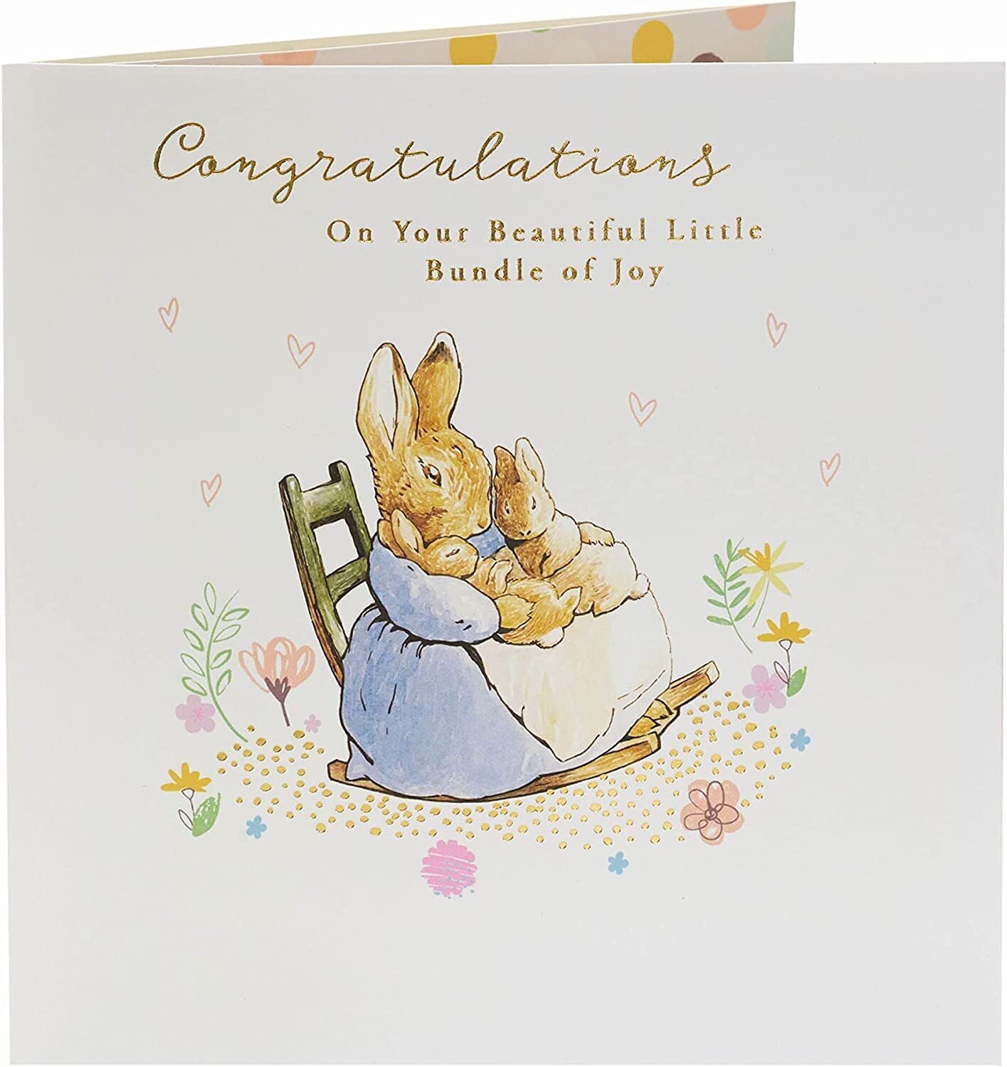 UK Greetings Peter Rabbit New Baby Congratulations Card featuring adorable Peter Rabbit illustration and cheerful greeting design.