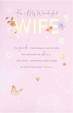 Pink and gold design wife birthday greeting card by UK Greetings featuring elegant decorative elements.