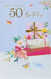 UK Greetings 50th birthday greeting card with festive themed design, perfect for celebrating a milestone birthday.