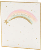 UK Greetings Rainbow Design Kindred Good Luck Card, colorful greeting card featuring a rainbow and uplifting message.