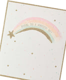 UK Greetings rainbow design good luck greeting card with colorful rainbow illustration and inspiring message.