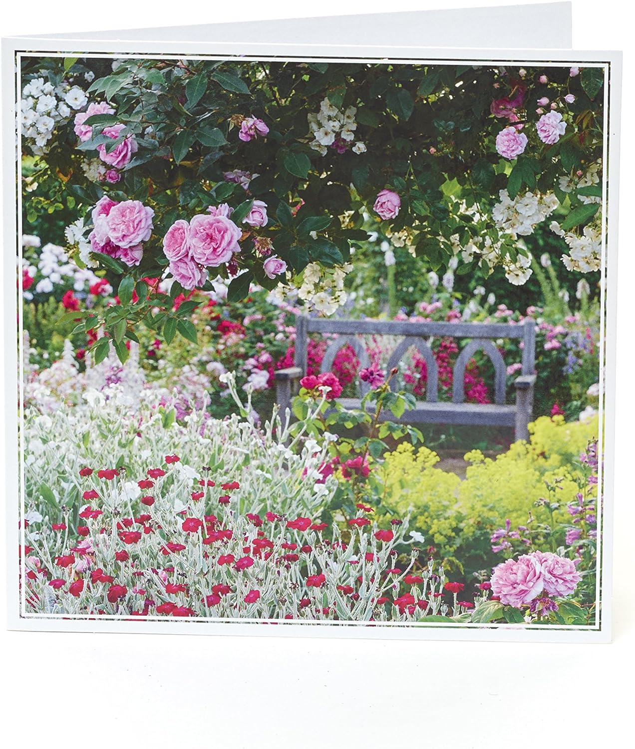 UK Greetings RHS Pretty Garden blank greeting card featuring colorful floral design and space for personalized messages