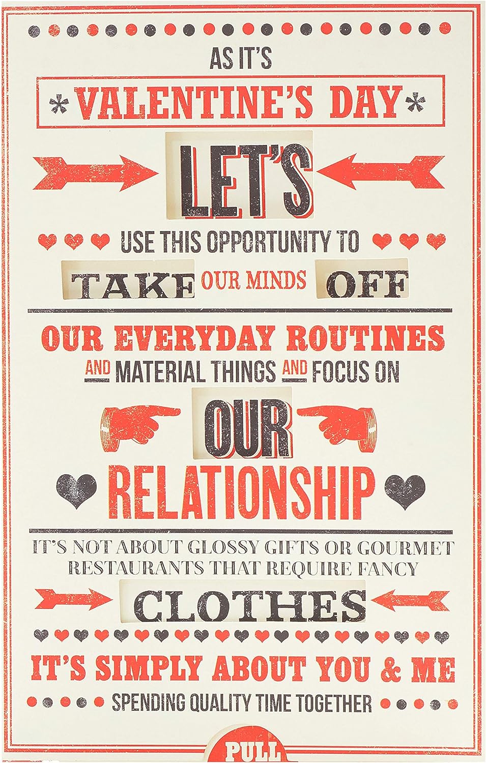 UK Greetings Romantic Cheeky Valentine's Day Card featuring playful heart illustrations and affectionate message.