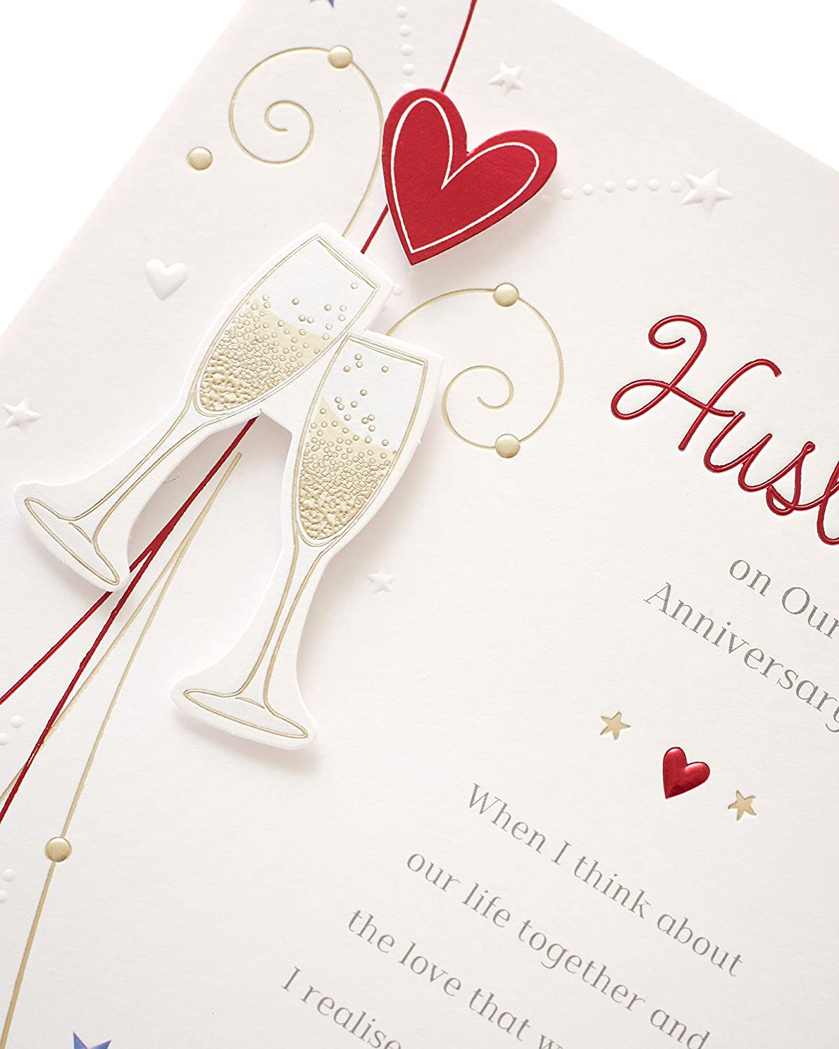 UK Greetings romantic husband anniversary card with a lovely verse, celebrating our life together, suitable for special occasions.