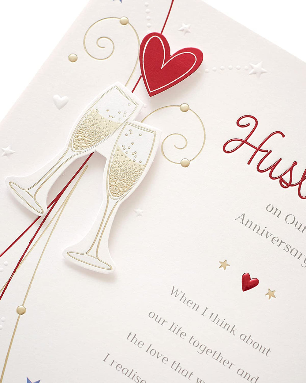 UK Greetings romantic husband anniversary card with a lovely verse, celebrating our life together, suitable for special occasions.