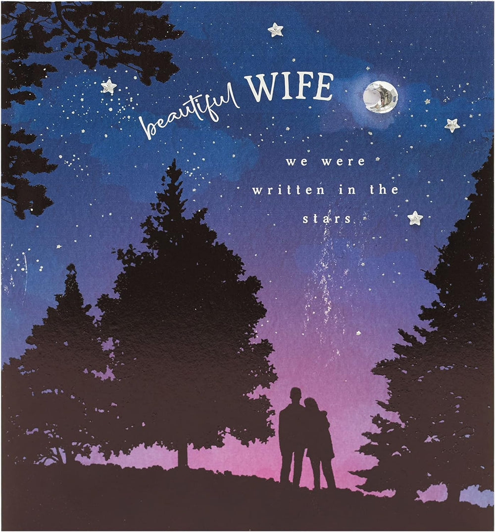 UK Greetings Romantic Starlit Design Valentine's Day card for wife, featuring a romantic starlit pattern and heartfelt message.