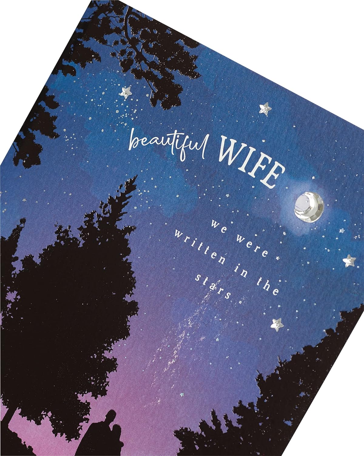 UK Greetings Romantic Starlit Design Valentine’s Day greeting card for wife, featuring romantic stars on a beautifully designed card.