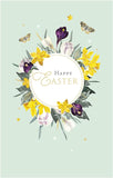 UK Greetings Royal Horticultural Society Easter greeting card with colorful floral design and "Happy Easter" message.