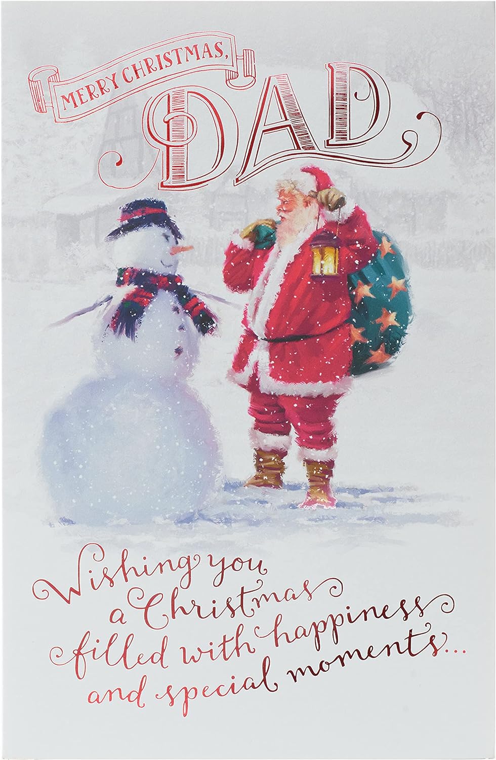 UK Greetings Santa and Snowman Dad Christmas Card featuring festive holiday illustrations and cheerful holiday greeting design.