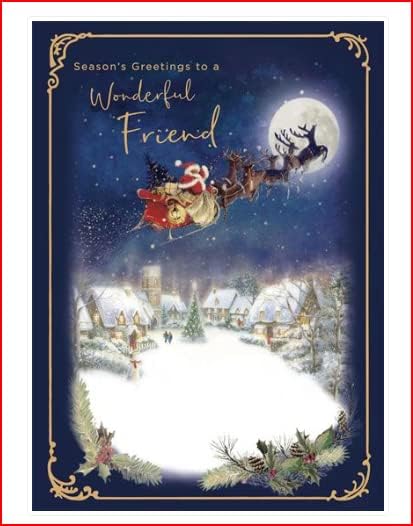 UK Greetings Christmas card with seasonal message for a wonderful friend, featuring festive holiday design and greeting.