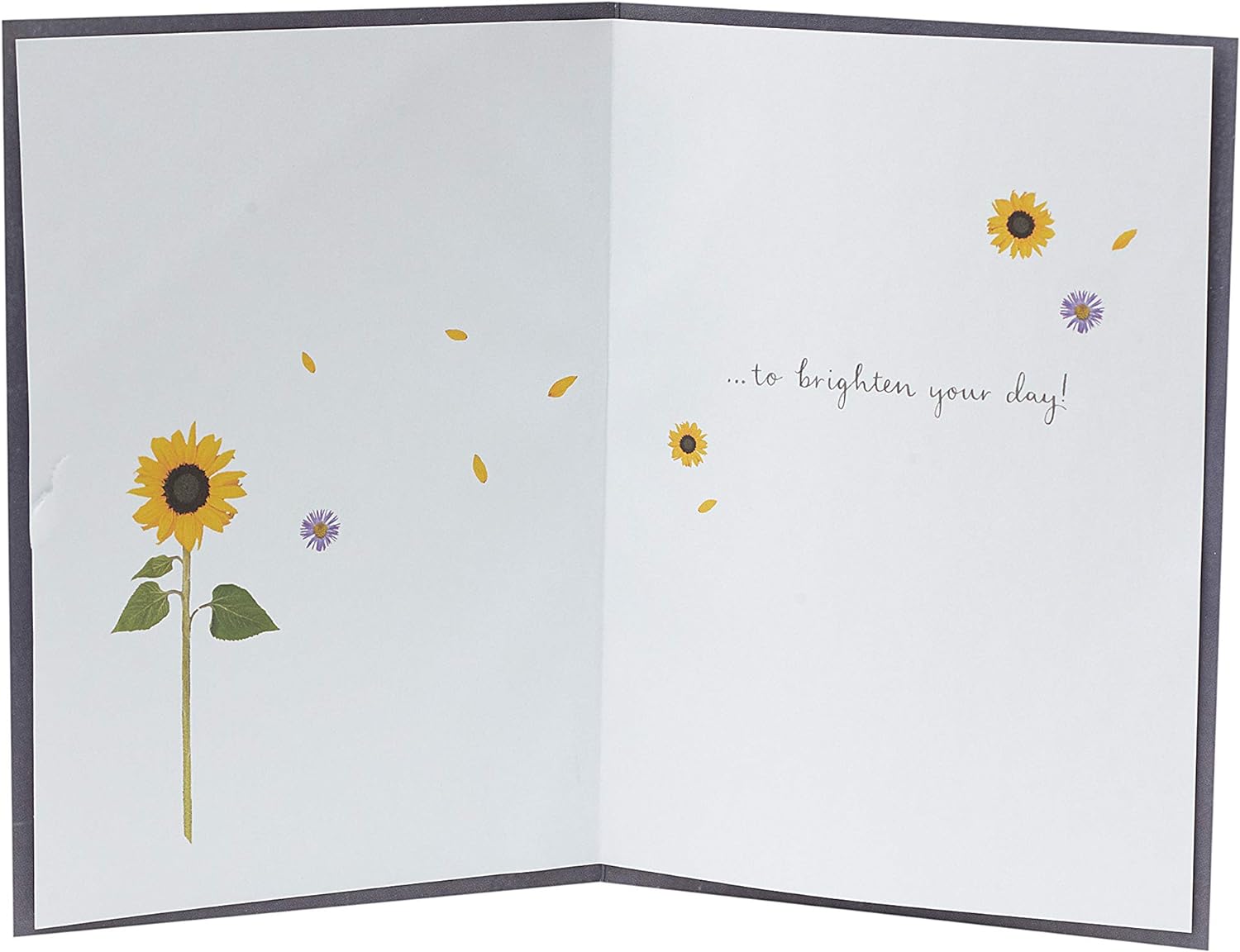 UK Greetings sunflower design greeting card featuring bright yellow sunflowers and cheerful messaging.