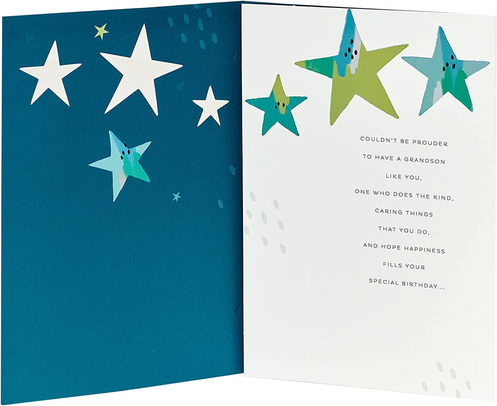 UK Greetings Sentimental Grandson Birthday Card featuring heartfelt message and colorful design, perfect for celebrating a grandson.