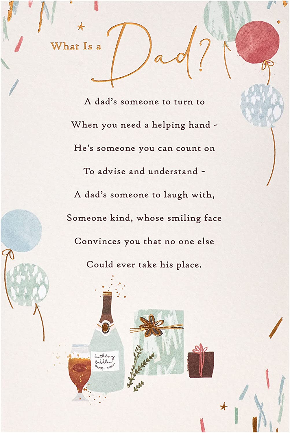 UK Greetings sentimental poem birthday card for Dad, featuring heartfelt message and decorative design.