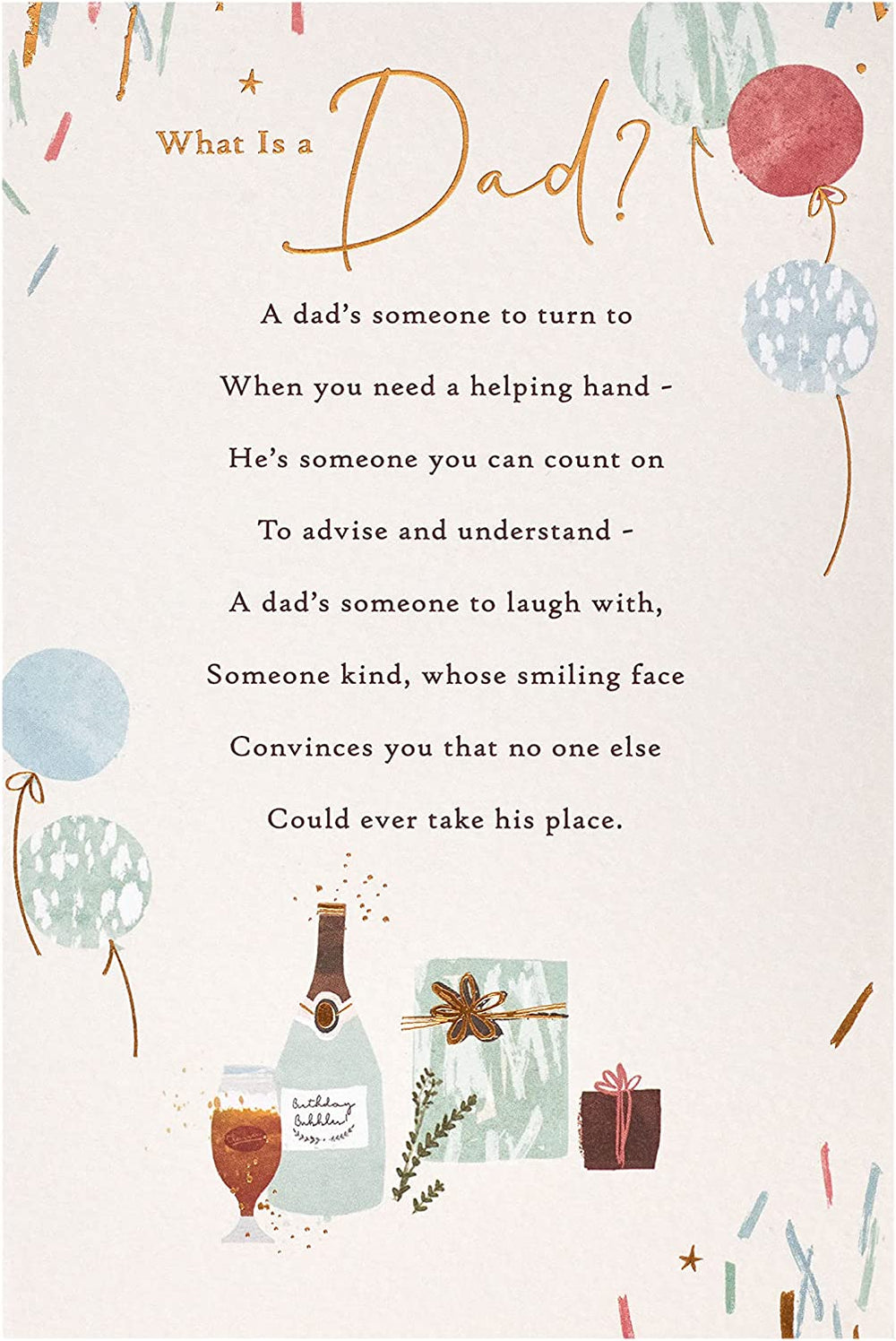 UK Greetings sentimental poem birthday card for Dad, featuring heartfelt message and decorative design.