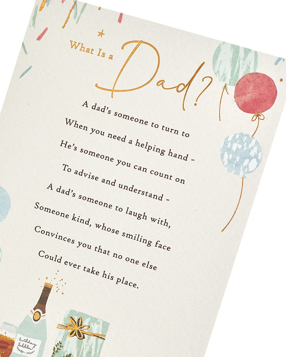 UK Greetings sentimental poem dad birthday card featuring heartfelt message and colorful design, perfect for celebrating dads.