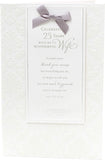UK Greetings silver 25th wife wedding anniversary card with romantic message inside, featuring elegant design and heartfelt sentiment.