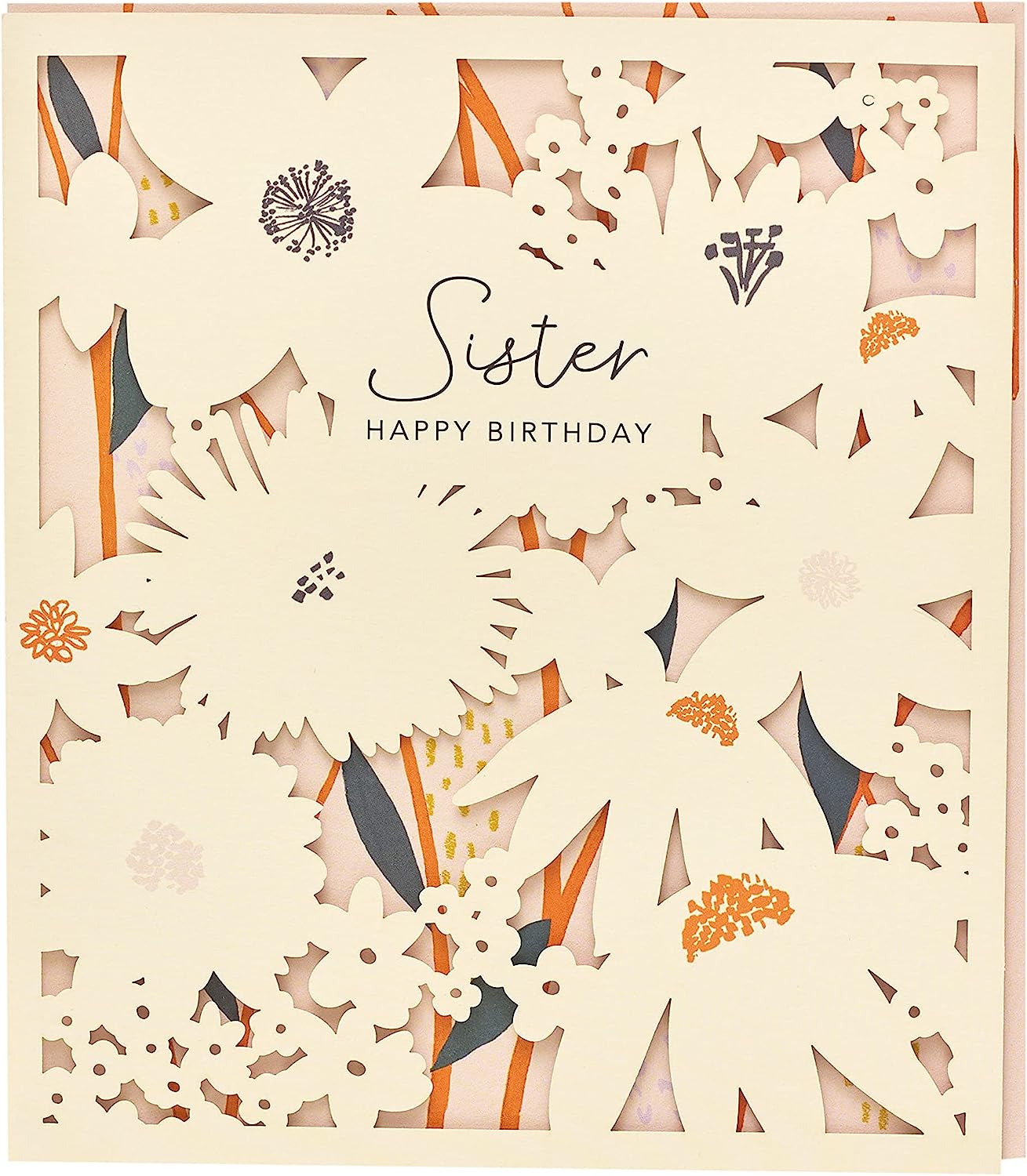 UK Greetings Sister Birthday Card featuring colorful floral design and heartfelt message for celebrating a sister's special day.