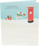UK Greetings Snow Dogs Christmas Card featuring festive snow dogs and winter scene, perfect for holiday greeting messages.