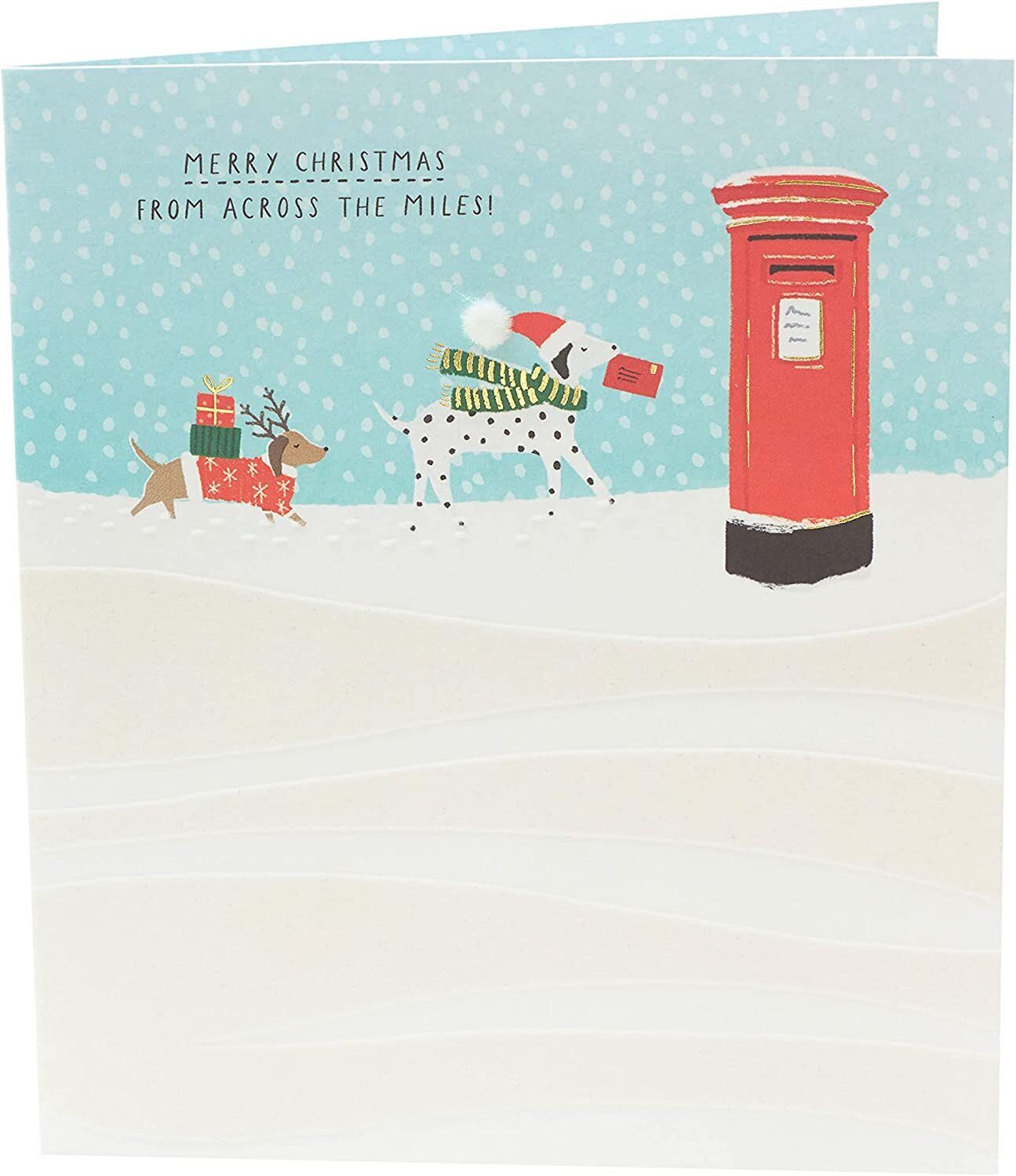 UK Greetings Snow Dogs Christmas Card featuring festive snow dogs and holiday design, perfect for holiday greeting cards.