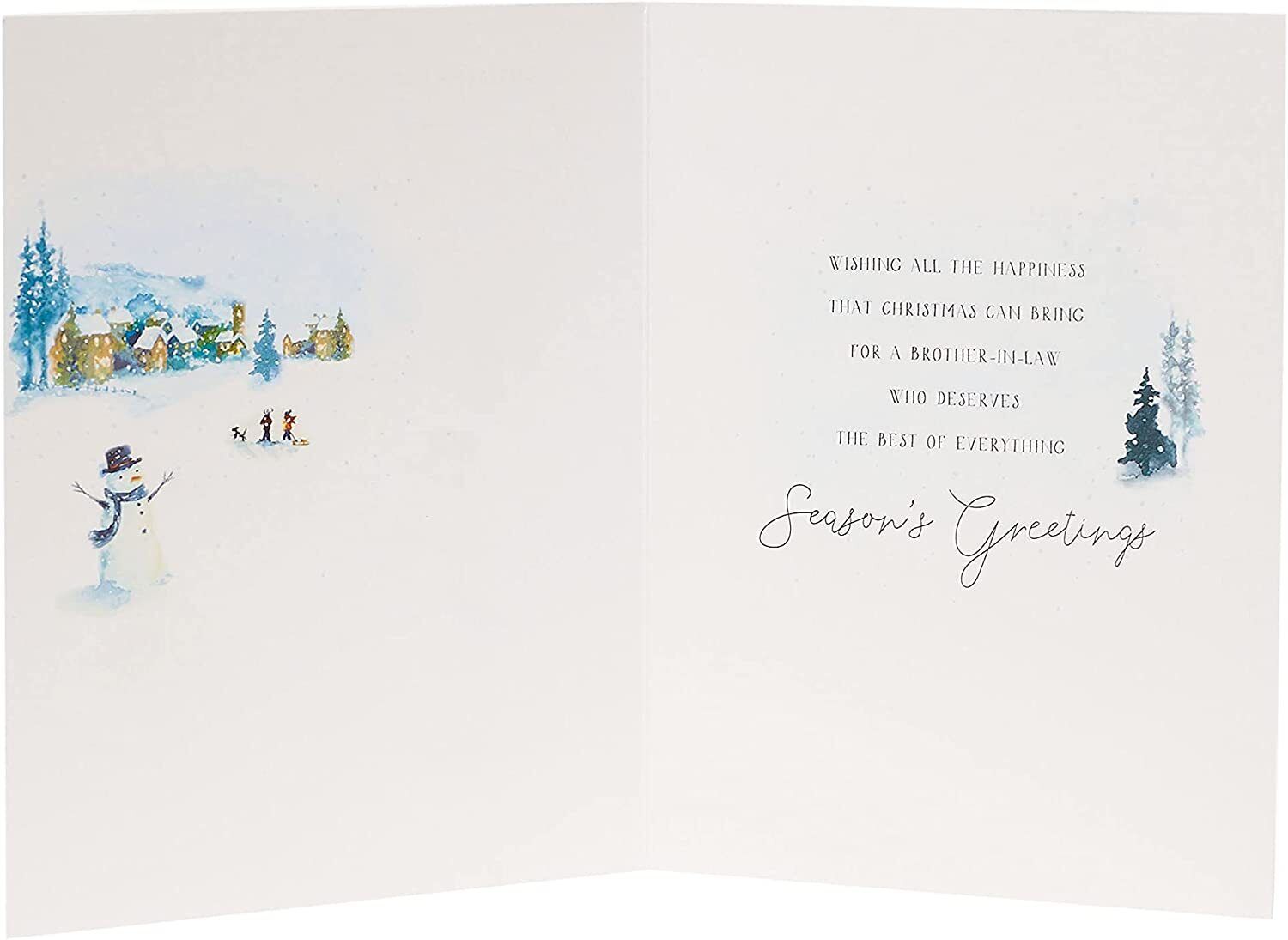 UK Greetings snowman brother-in-law Christmas card featuring festive holiday design and cheerful snowman illustration.
