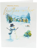 UK Greetings Snowman Brother-in-Law Christmas Card, festive greeting card with snowman design for the holiday season