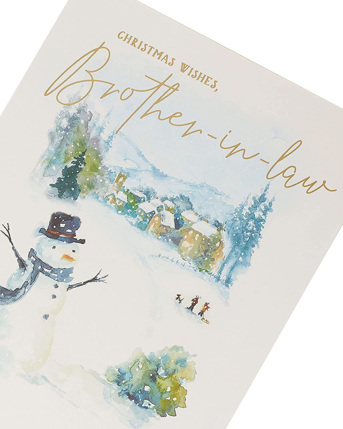 UK Greetings Snowman Brother-in-Law Christmas Card, festive greeting card featuring a snowman design for the holiday season.