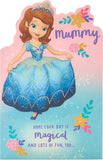 UK Greetings Sofia the First birthday greeting card for Mummy featuring colorful princess design and festive decorations.